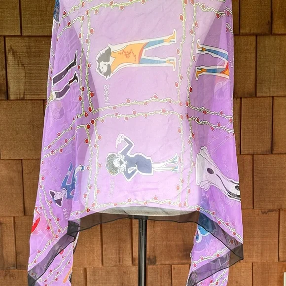 Moschino Olive Oyl silk chiffon scarf wrap, 29 x 66 inches - Picture 6 of 8